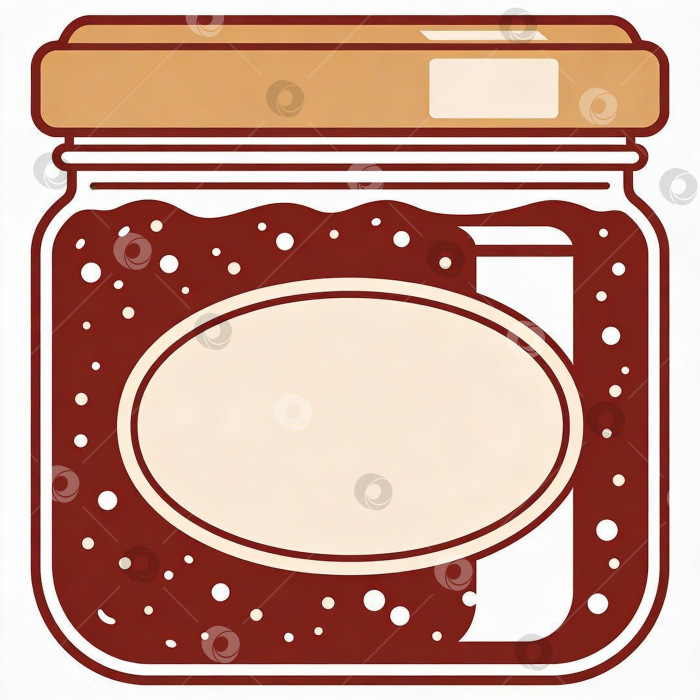 Скачать Иллюстрация: банка домашнего варенья в винтажном стиле с пустой этикеткой и яркими цветами фотосток Ozero