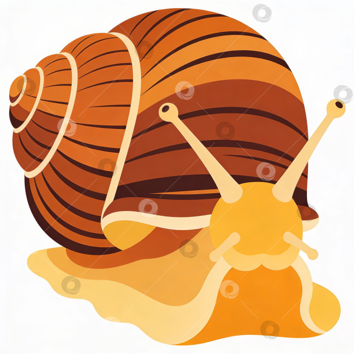 Скачать Стилизованная иллюстрация улитки со спиралевидной раковиной и простым узором на белом фоне фотосток Ozero