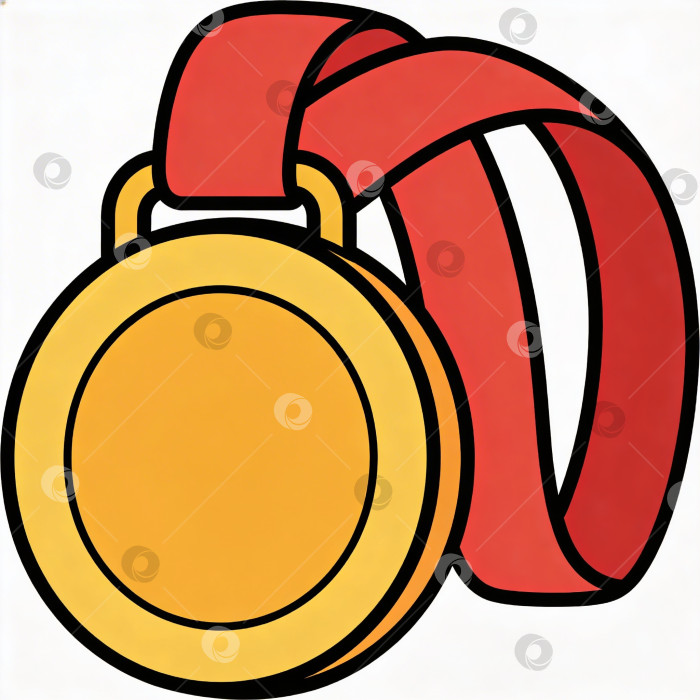Скачать Золотая и серебряная медали с красными лентами как символ победы и достижений фотосток Ozero
