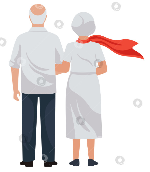 Скачать Вид сзади на пожилую пару, идущую рука об руку фотосток Ozero