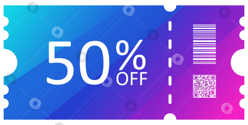 Скачать Синий цифровой билет с QR-кодом фотосток Ozero