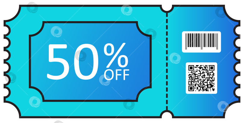 Скачать Синий цифровой билет с QR-кодом фотосток Ozero