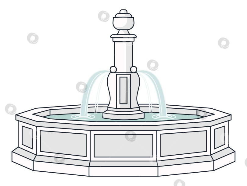 Скачать Классическая художественная иллюстрация линии фонтана фотосток Ozero