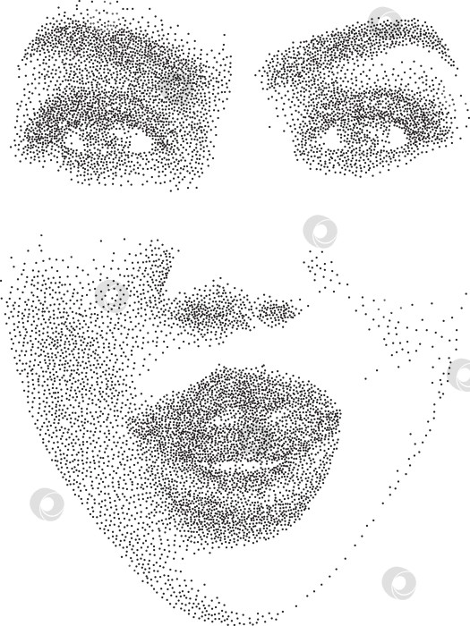 Скачать Точечный портрет женского лица в стиле stipple фотосток Ozero