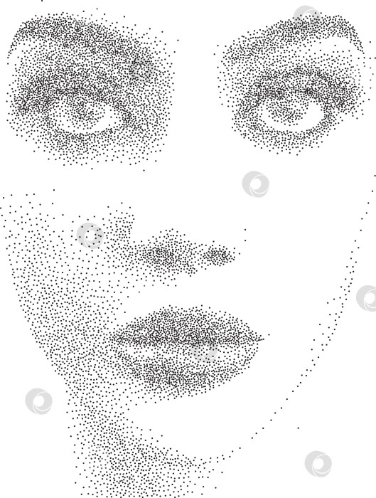 Скачать Точечный портрет женского лица в стиле stipple фотосток Ozero