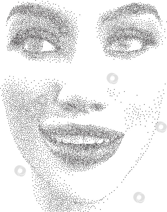 Скачать Точечный портрет женского лица в стиле stipple фотосток Ozero