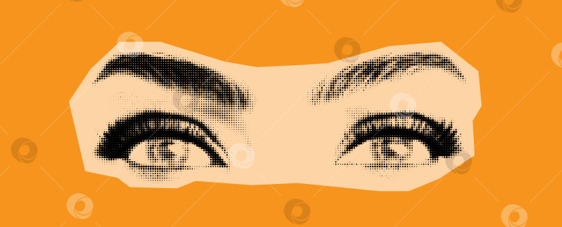 Скачать Полутоновые женские глаза на оранжевом фоне фотосток Ozero