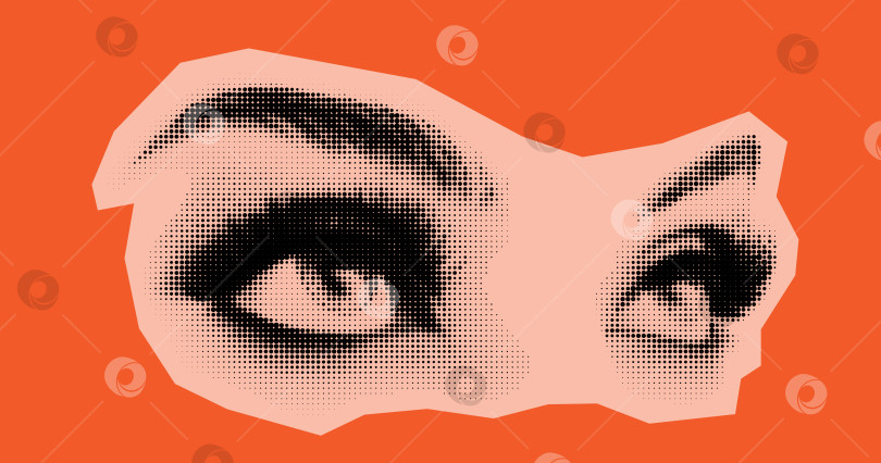 Скачать Полутоновые женские глаза на оранжевом фоне фотосток Ozero