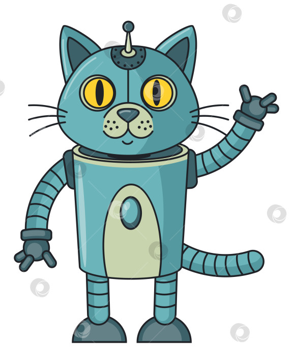 Скачать Робот-кот с голубым телом и желтыми глазами фотосток Ozero
