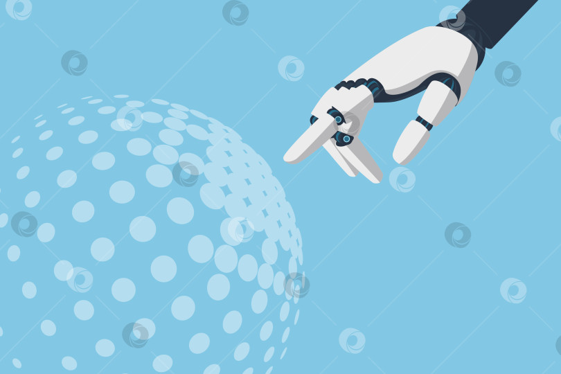 Скачать Роботизированная рука тянется к цифровой сфере фотосток Ozero