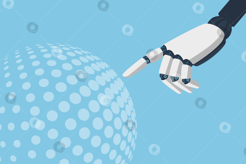 Скачать Роботизированная рука тянется к цифровой сфере фотосток Ozero