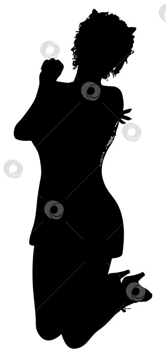 Скачать Силуэт женщины в коротком платье и на каблуках, позирующей фотосток Ozero