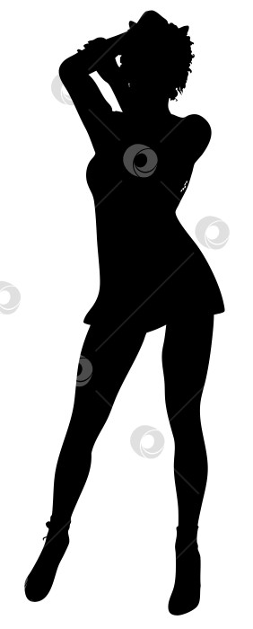 Скачать Силуэт женщины в коротком платье и на каблуках, позирующей фотосток Ozero