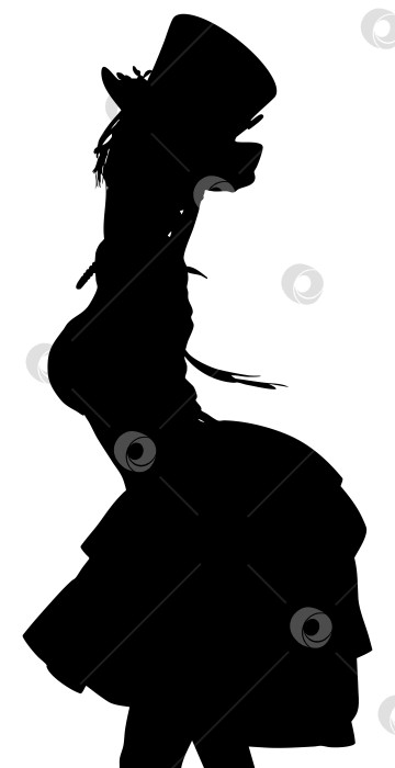 Скачать Силуэт женщины в цилиндре и расклешенном платье фотосток Ozero