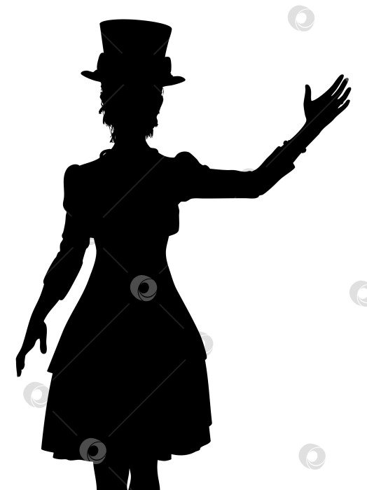 Скачать Силуэт женщины в цилиндре и расклешенном платье фотосток Ozero