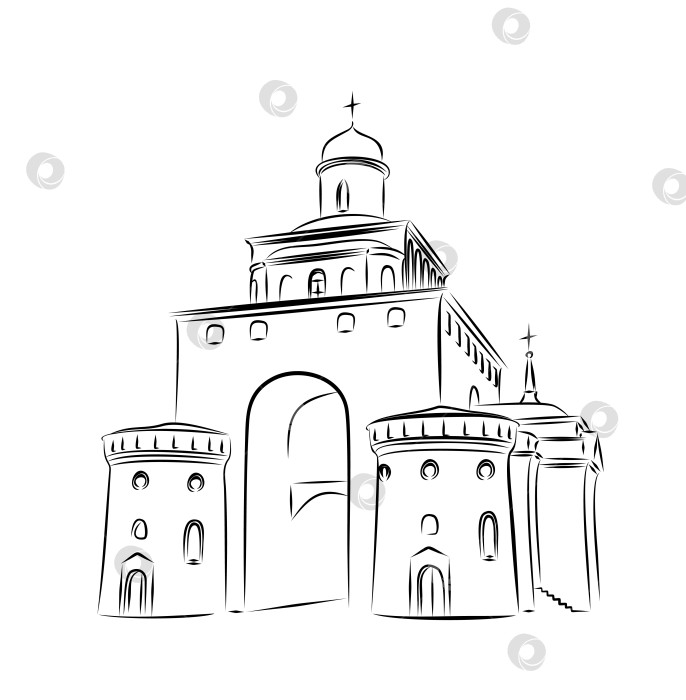 Скачать Набросок старинного храма. фотосток Ozero