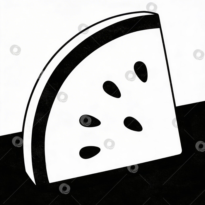 Скачать Черно-белая минималистичная иллюстрация сыра в стиле современного искусства с контрастными элементами для креативных кулинарных тем фотосток Ozero