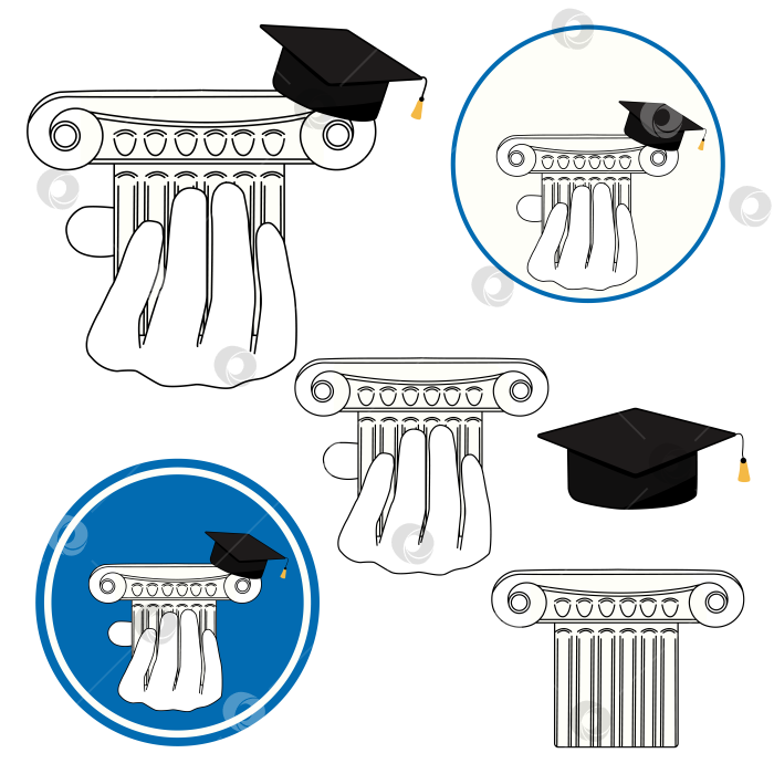 Скачать Набор: рука, колонна, шапочка выпускника фотосток Ozero