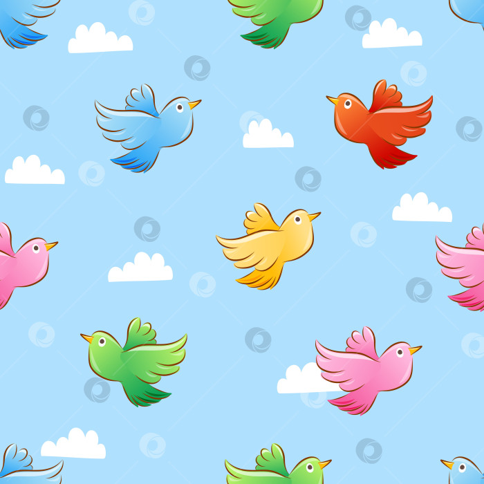 Скачать Бесшовный красочный узор из летающих птиц фотосток Ozero