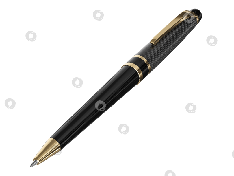 Скачать Черная с золотом шариковая ручка карбон фотосток Ozero