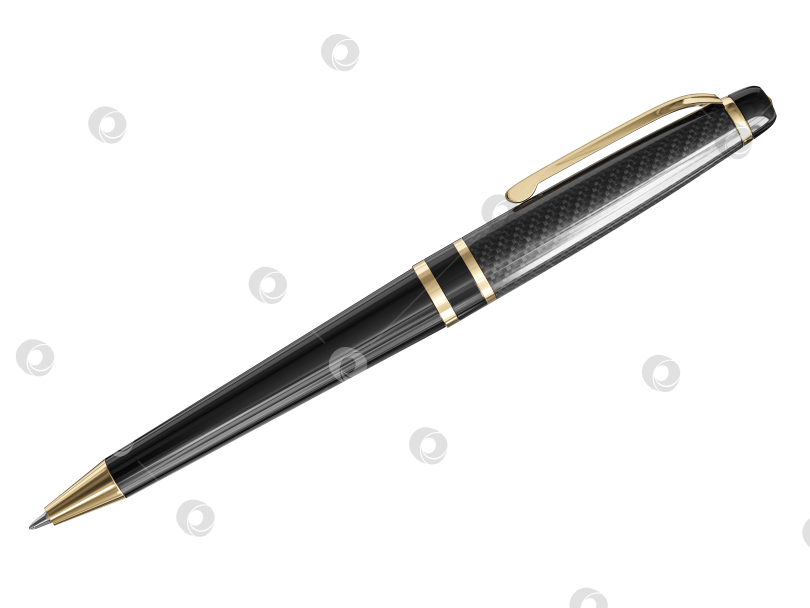 Скачать Черная с золотом шариковая ручка карбон фотосток Ozero