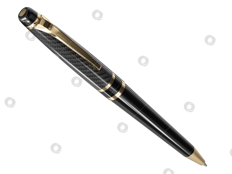Скачать Черная с золотом шариковая ручка карбон фотосток Ozero
