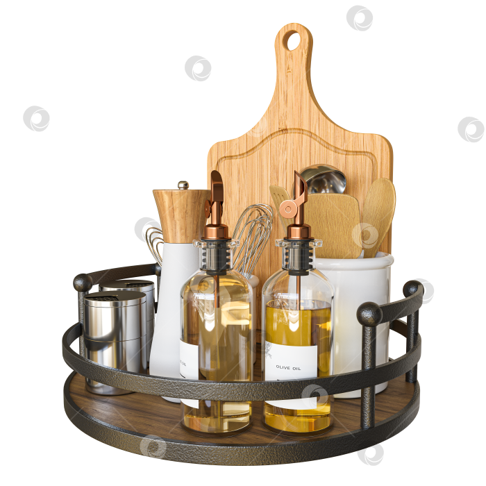 Скачать Декор набор аксессуаров для кухни на подносе фотосток Ozero