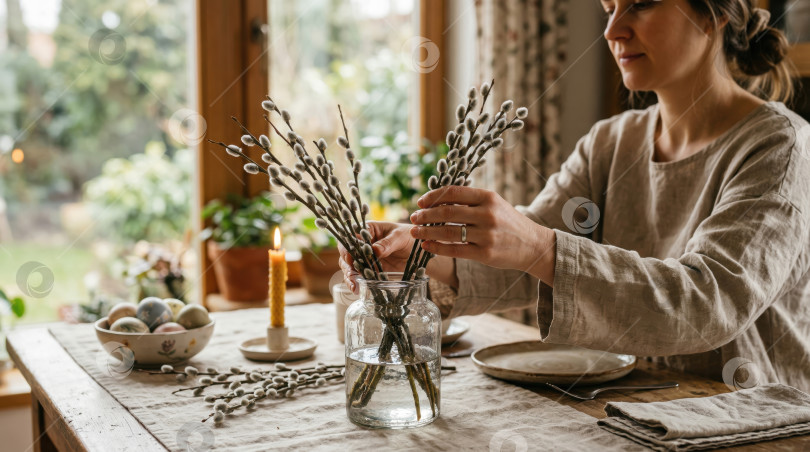 Скачать Верба в вазе фотосток Ozero
