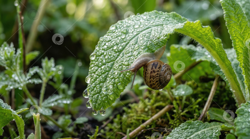Скачать Улитка на листе фотосток Ozero