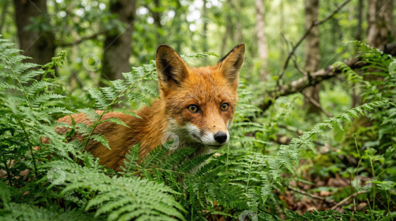 Скачать Лиса в лесу фотосток Ozero