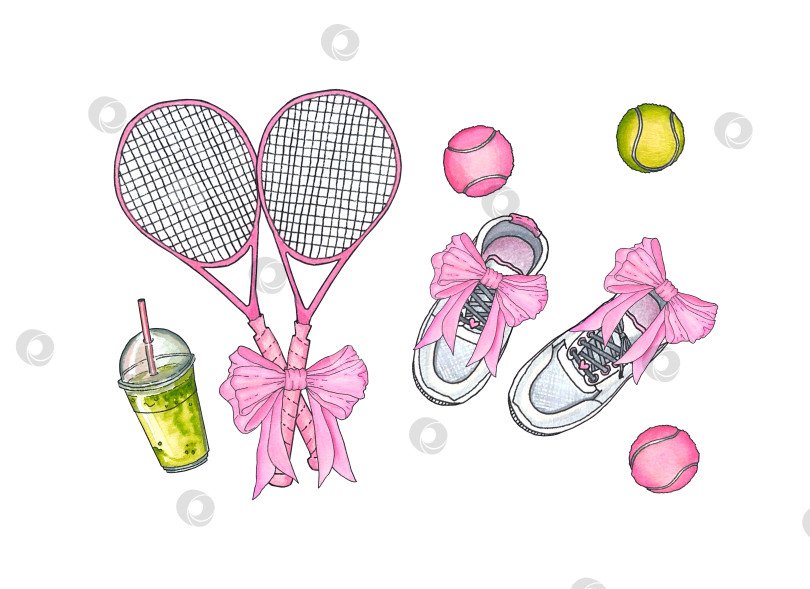 Скачать Милые акварельные иллюстрации на спортивную тематику фотосток Ozero