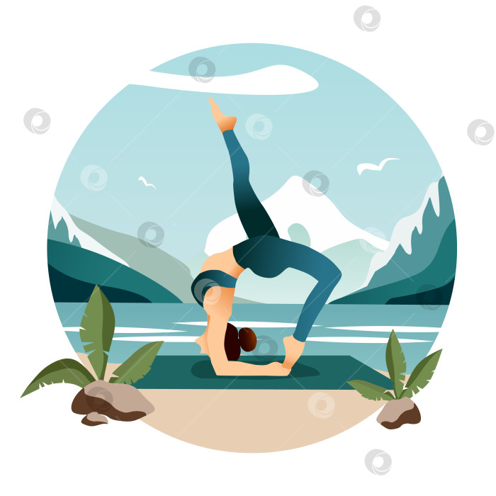 Скачать Йога на пляже. Векторный рисунок фотосток Ozero