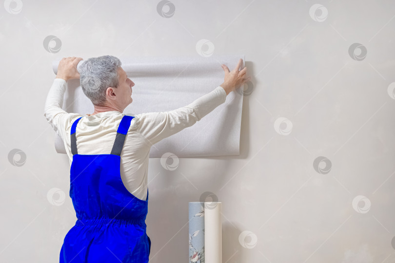 Скачать процесс поклейки обоев. Ремонтные работы в интерьере. фотосток Ozero
