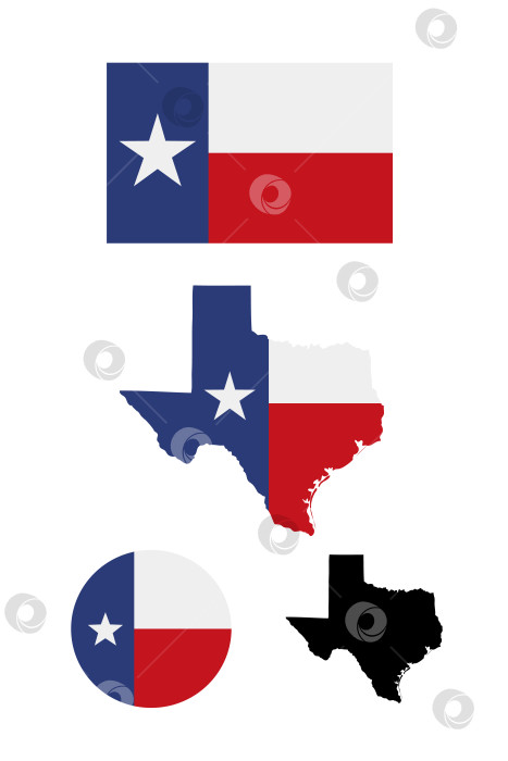 Скачать Флаг и карта Техаса выделены на белом фоне. Векторная иллюстрация. фотосток Ozero