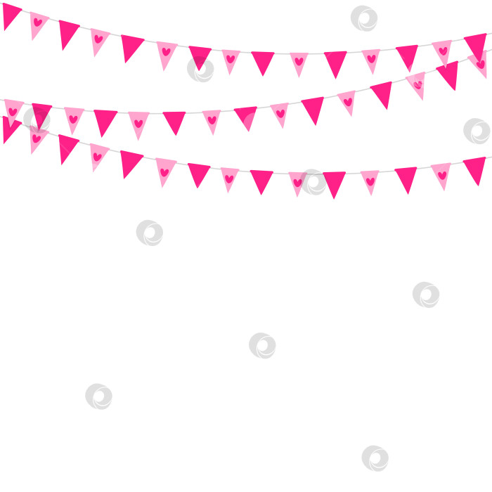 Скачать Овсяные флаги на День Святого Валентина, расположенные изолированно на белом фоне. фотосток Ozero