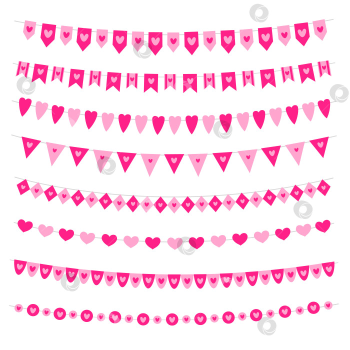 Скачать Овсяные флаги на День Святого Валентина, расположенные изолированно на белом фоне. Векторная иллюстрация. фотосток Ozero