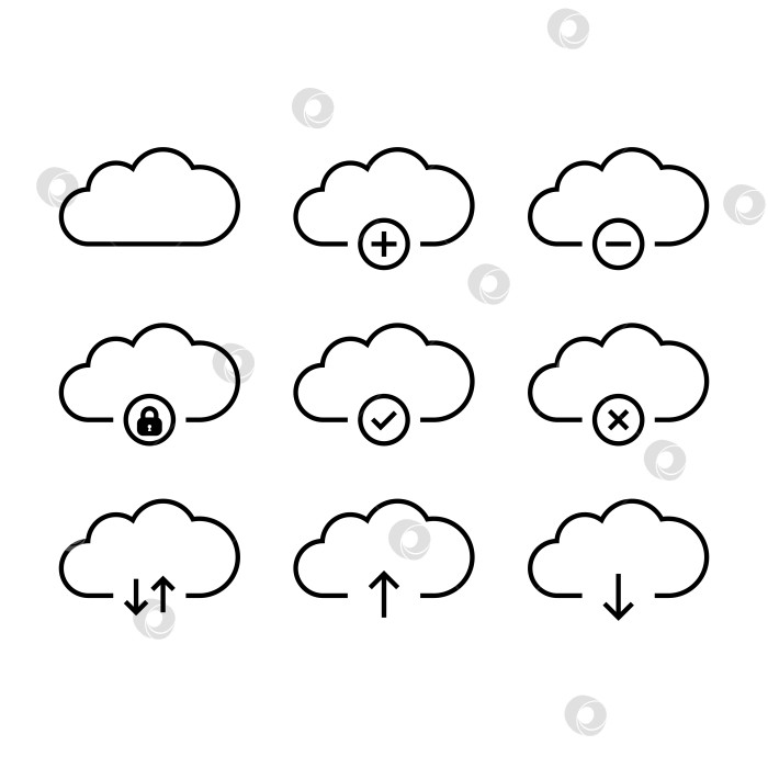 Скачать Значки облачного хранилища фотосток Ozero