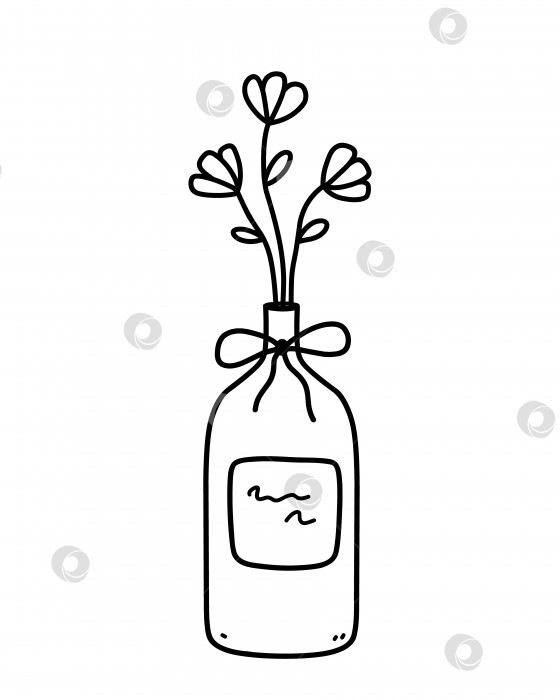 Скачать Милые цветы в вазе, изолированные на белом фоне. Красивый букет. Векторная рисованная иллюстрация в стиле каракулей. Идеально подходит для открыток, украшений, логотипа. фотосток Ozero