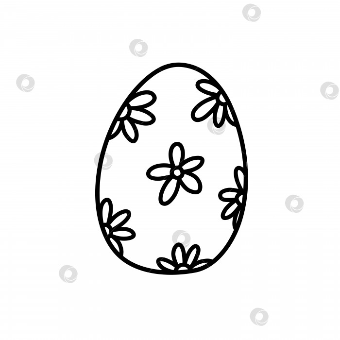 Скачать Симпатично украшенное пасхальное яйцо, изолированное на белом фоне. Векторная рисованная иллюстрация в стиле каракулей. Идеально подходит для праздничного оформления, открыток, логотипов, украшений. фотосток Ozero