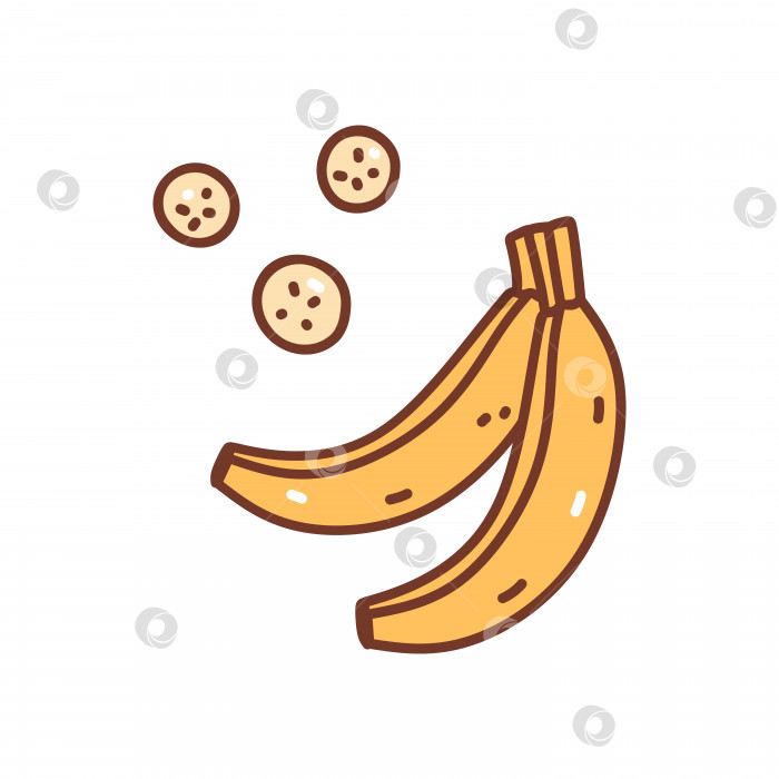 Скачать Симпатичные бананы, изолированные на белом фоне. Векторная рисованная иллюстрация в стиле каракулей. Идеально подходит для открыток, логотипов, украшений, рецептов, меню, различных дизайнов. фотосток Ozero