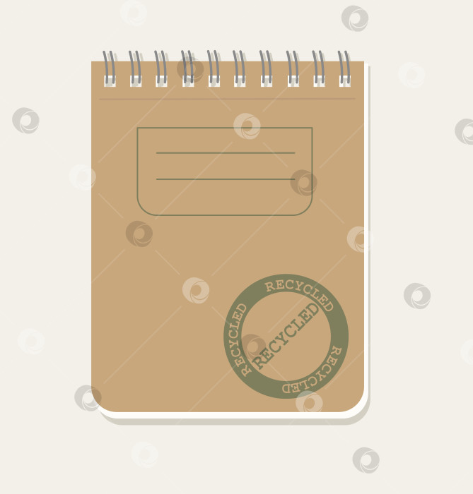 Скачать Минималистичный векторный блокнот из крафт-бумаги с переработанным штампом, устойчивый спиральный блокнот в верхнем переплете для экологичного брендинга и органического дизайна канцелярских принадлежностей фотосток Ozero