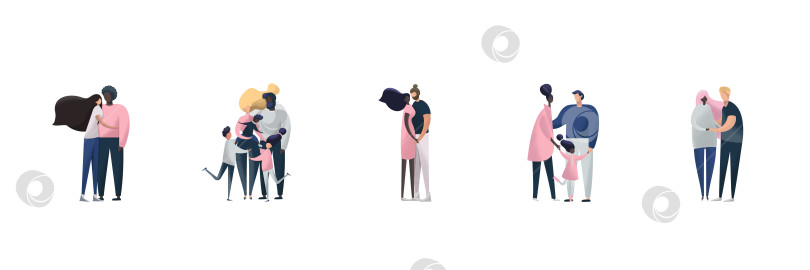 Скачать Международная семья, изолированная на белом фоне. Векторная иллюстрация усыновления. Многонациональные семьи. фотосток Ozero