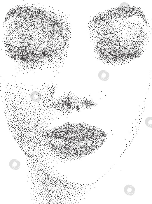Скачать Точечный портрет женского лица в стиле stipple фотосток Ozero