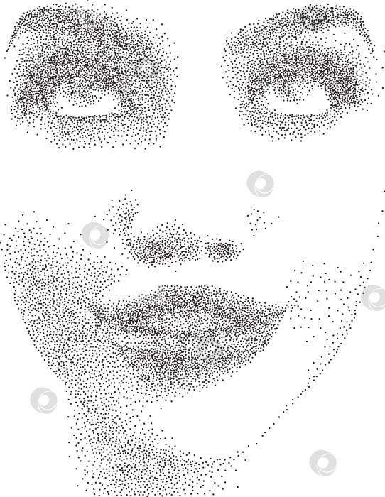 Скачать Точечный портрет женского лица в стиле stipple фотосток Ozero