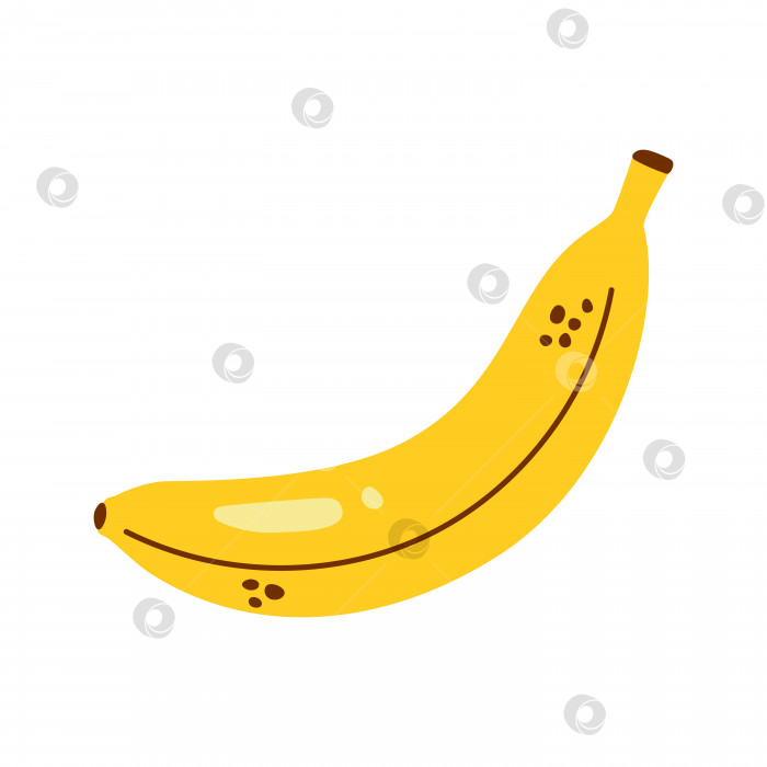 Скачать Векторный цельный банан. Симпатичный банан в плоском дизайне. Желтый банан, выделенный на белом фоне. Тропический фрукт. фотосток Ozero