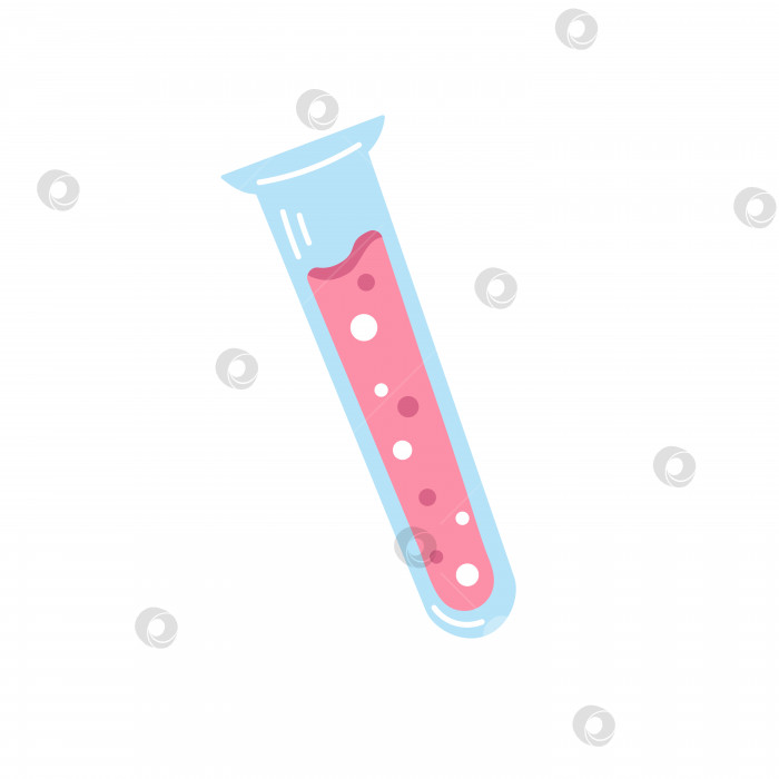 Скачать Векторная симпатичная пробирка с розовой жидкостью. Урок химии. Обратно в школу. Лабораторные эксперименты. фотосток Ozero