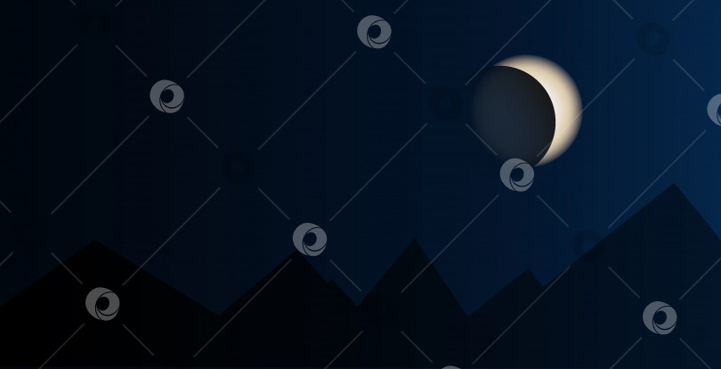 Скачать Фон с градиентом и изображением лунного затмения над горами фотосток Ozero