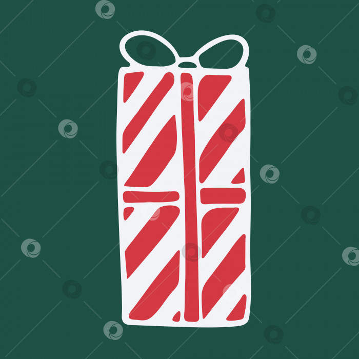 Скачать Векторная рисованная каракулями иллюстрация прямоугольной рождественской подарочной коробки фотосток Ozero
