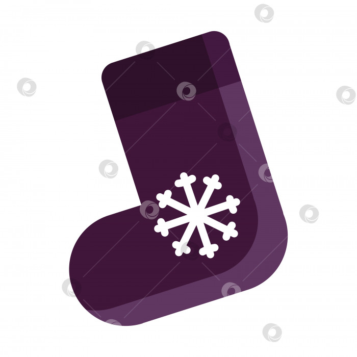 Скачать Векторная иллюстрация фиолетового рождественского подарочного носка, изолированного на белом фоне. фотосток Ozero