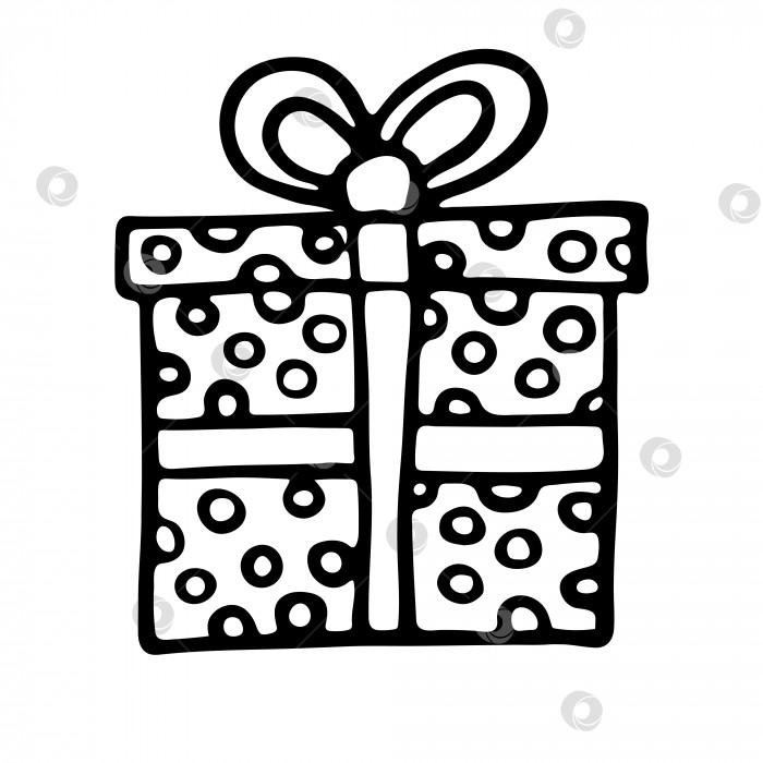 Скачать Векторная рисованная контурная иллюстрация квадратной рождественской подарочной коробки фотосток Ozero
